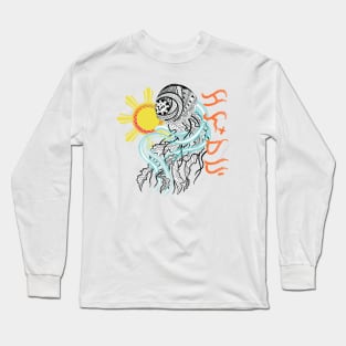Tribal line Art Jellyfish / Baybayin word Kalmado (Calm) Long Sleeve T-Shirt